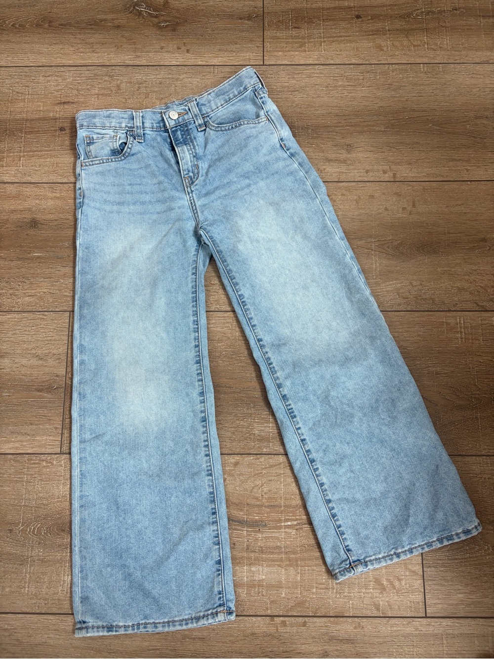 Old Navy Girls 12 High Rise Baggy Wide Leg Light Wash Jeans